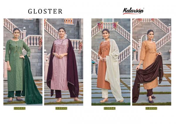 Kalaroop Gloster Lining silk Embroidery Designer Readymade suit